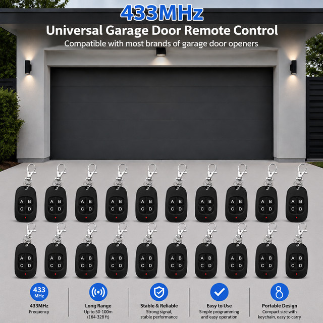 FunnyShield Universelle 433MHz RF-Fernbedienung als 4-Tasten-Duplikator-Controller in Schwarz - Bild 1