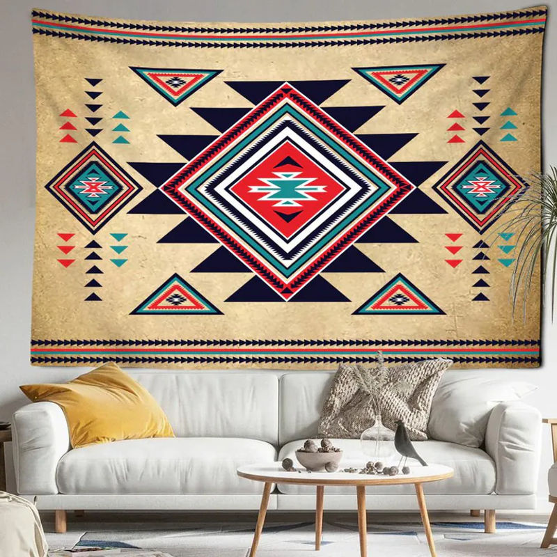Binchi Outdoor Equipment Wandbehang im Bohemian Style mit geometrischem Diamantmuster, mehrfarbig, B: 200 cm, H: 150 cm - Bild 2