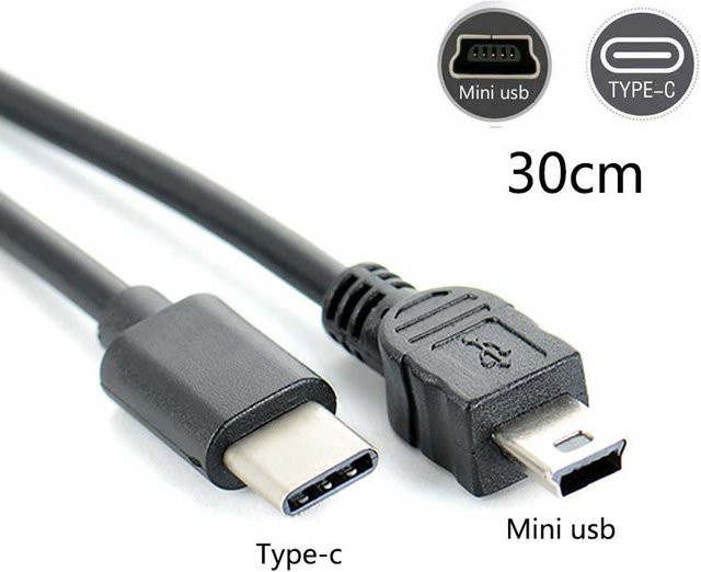 USB-C auf Mini-USB-OTG-Kabel für Canon EOS Kameras in Schwarz zur Bild- und Videobearbeitung am Smartphone - Bild 1