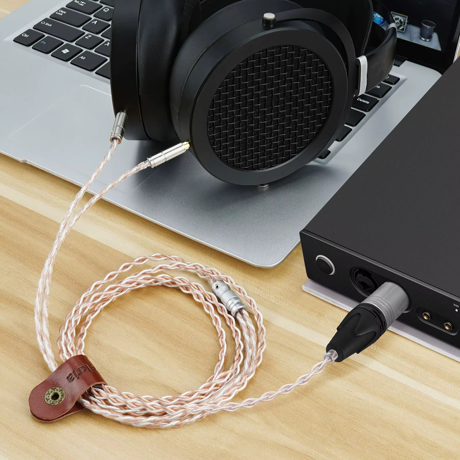 Geekria 4-Pin XLR auf Dual 3,5 mm Upgrade-Audiokabel in Silber, kompatibel mit HIFIMAN SUNDARA und HE1000se, Denon AH-D9200 und AH-D7200, Länge: 1,5 m - Bild 3