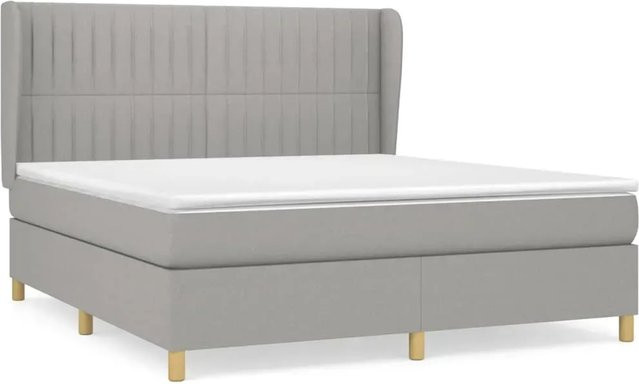 vidaXL Boxspringbett mit Matratze Hybrid-Design in Hellgrau, B/T/H: 180 x 200 x 183 cm - Bild 1