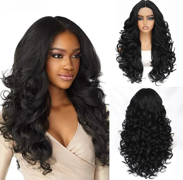 LEKSE Afro-Lockenperücke für Damen, synthetisch, hitzebeständig - Bild 1