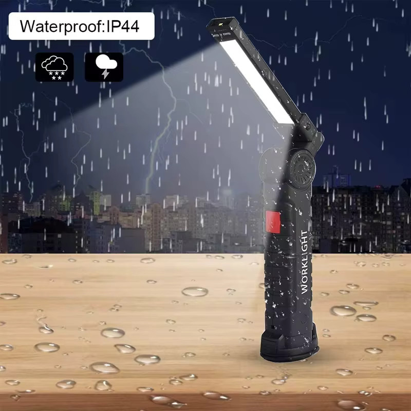 BALDR USB-aufladbare COB LED Arbeitsleuchte mit Magnet und faltbarem Design in Schwarz - Bild 3