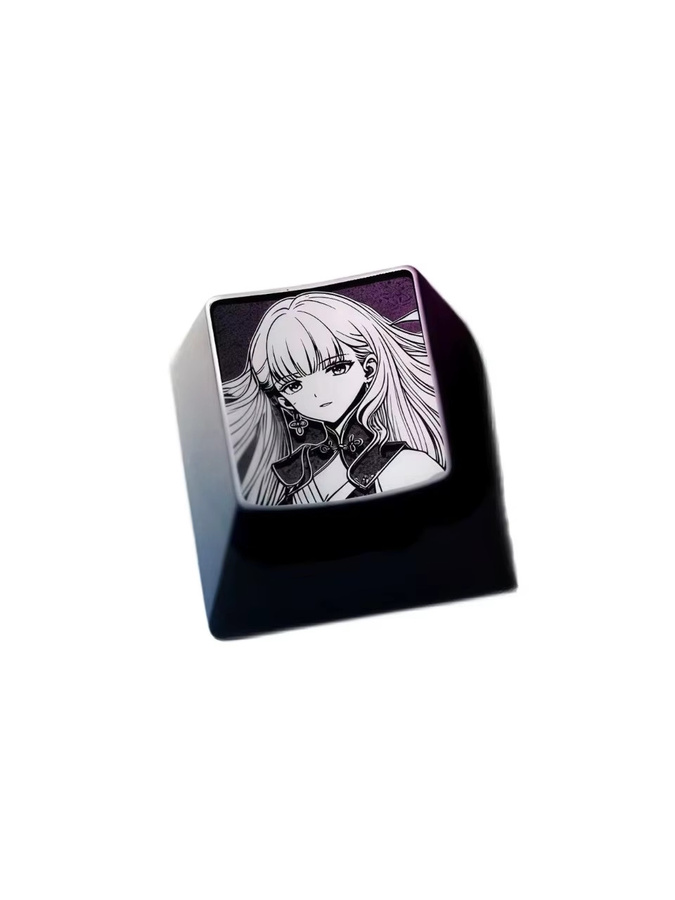 Attackfox Anime Metall-Tastenkappen ESC 1U Cherry Profile für mechanische Tastaturen in Schwarz JX-07 - Bild 2