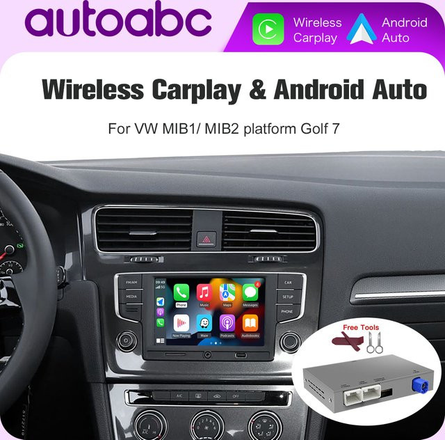 AUTOABC Carplay und Android Auto Interface für Volkswagen Golf 7 MIB1/MIB2, Tiguan, Lamando, Passat B8 und Teramont in Schwarz mit Unterstützung für OEM Aftermarket-Kameras - Bild 1