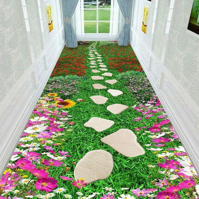 Karpetti 3D Teppich Grüner Gartenweg Modern Luxuriös Rutschfest B/B: 50 x 80 cm - Bild 1