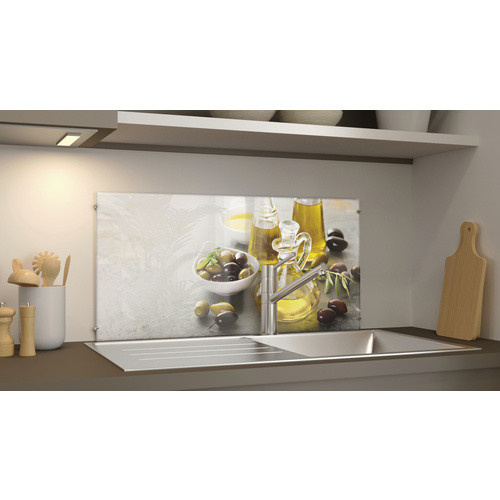 NOVADOORS Glasboard Fine Olive in mehrfarbigem Abstract-Design aus Glas - Bild 1