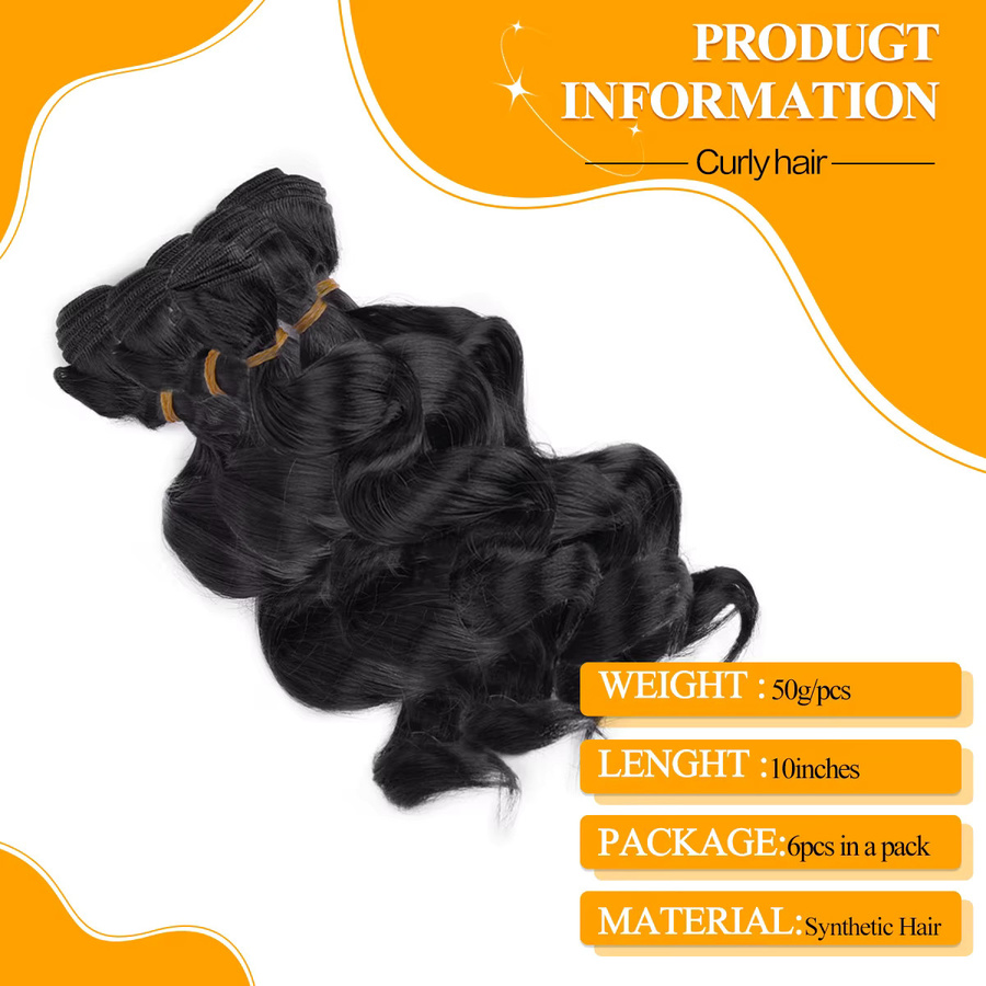BUDABUDABUDA Haar Extensions Lose Tiefe Welle Synthetisch, 10 Zoll, 6 Teile, Damen - Bild 2
