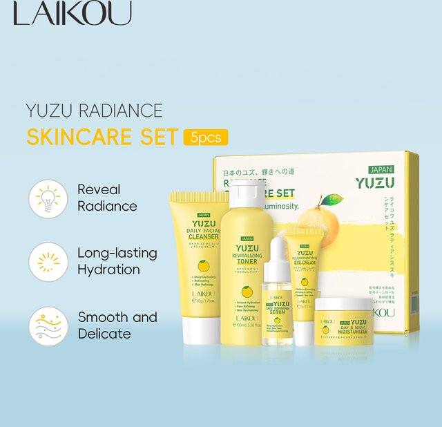 LAIKOU Yuzu Hautpflegeset mit Vitamin C, 5-teilig - Bild 1