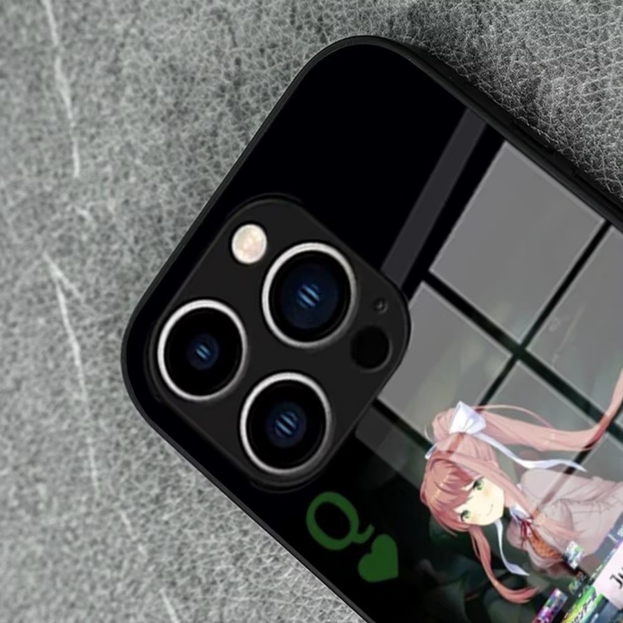 DDLC Doki Literature Club Handyhülle aus Glas in Schwarz für iPhone und Galaxy Modelle - Bild 2