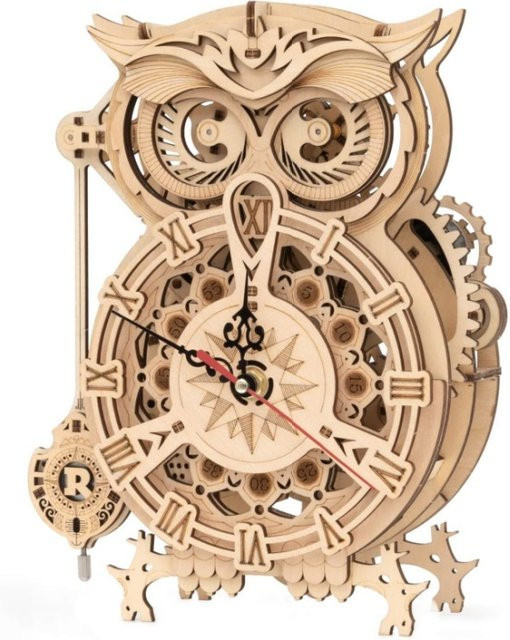 Robotime ROKR 3D Holzpuzzle Eulen-Uhr, Modellbausatz - Bild 1