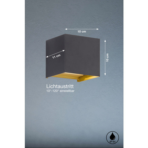 Fischer & Honsel LED-Außenwandleuchte Thore in Schwarz und Gold mit verstellbarem Lichtaustritt und Up-Down-Funktion - Bild 3