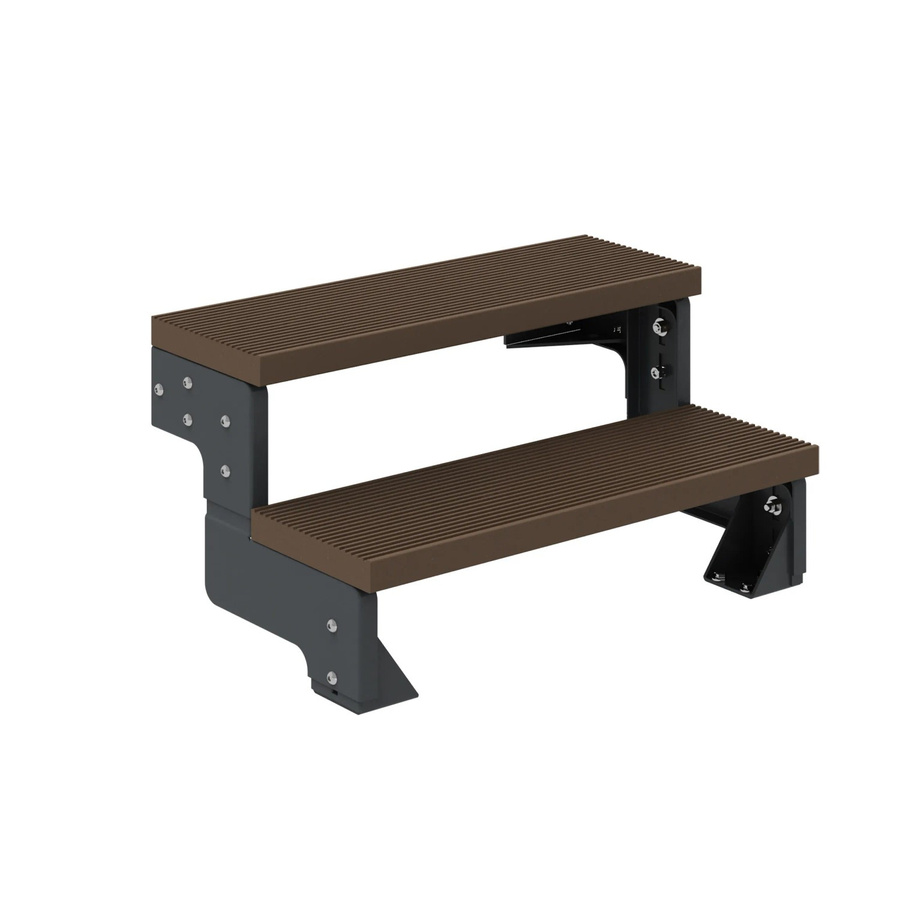 Dolle Außentreppe Gardentop aus Stahl und Holz in Anthrazit und Braun mit 2 Stufen und 100 cm Breite ohne Geländer - Bild 2