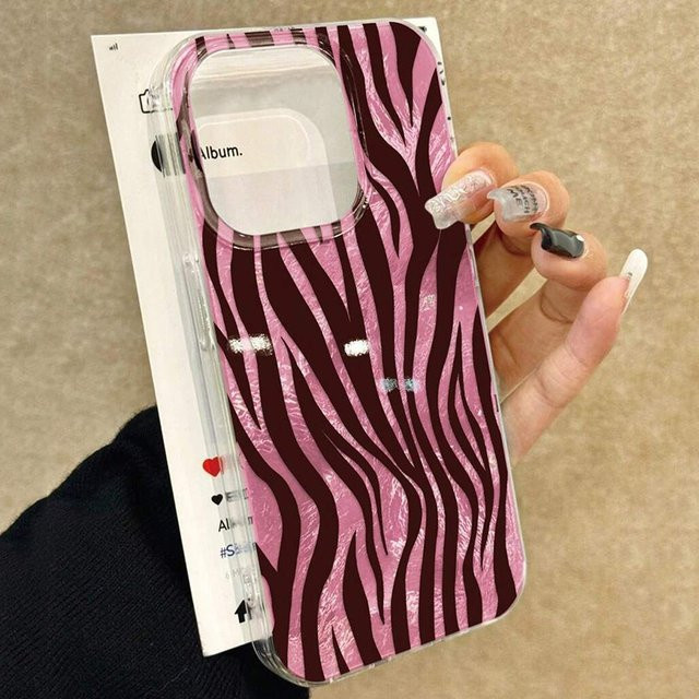 Stoßfeste Handyhülle Wolkerfly mit weinroten Streifen für iPhone 17 Pro Max, iPhone 16, 15, 14, 13, 12, 11 und weitere Modelle, Farbe: Weinrot/Pink - Bild 1