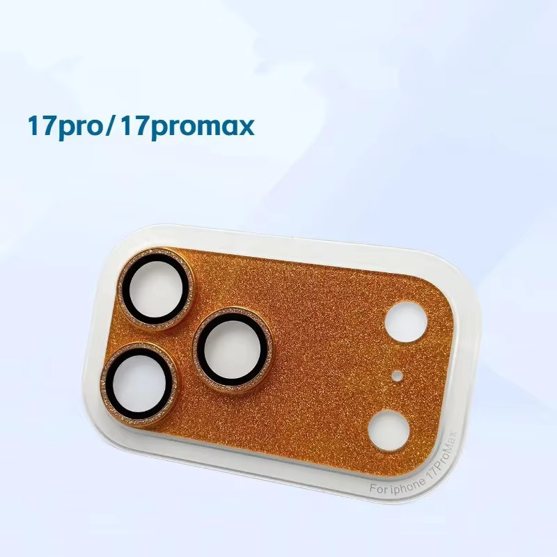 Bling Vollglitzer Kamera-Lünettenschutz aus Metall für iPhone 17 Pro Max Air 17 Pro in Orange mit Sparkle HD Glaslinsenring-Abdeckungsschutz - Bild 2