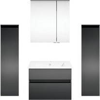 Get2You Badmöbel-Set twenty one, 5-teilig, grau und weiß, mit Waschbecken und LED-Beleuchtung, Wandmontage - Bild 1
