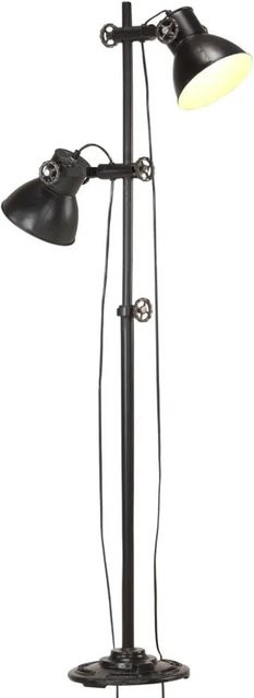 vidaXL Stehlampe aus Metall in Schwarz mit 2 E27 Fassungen im Industrial Design - Bild 1