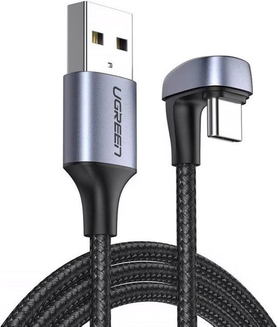 UGREEN USB-A auf USB-C Daten- und Ladekabel US311, gewinkelt, 18W, Grau, Länge: 1 m - Bild 1