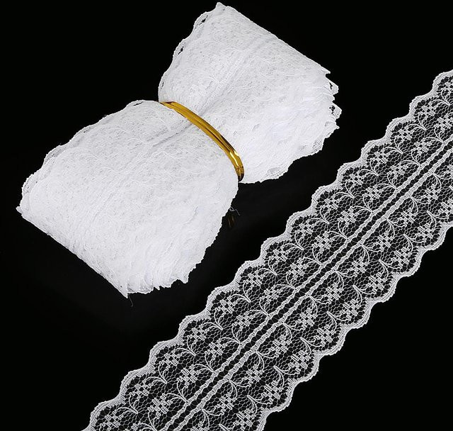 Home Craftdiy Besticktes Spitzenband aus Baumwolle in Weiß und Multicolour, Breite: 4,5 cm - Bild 1
