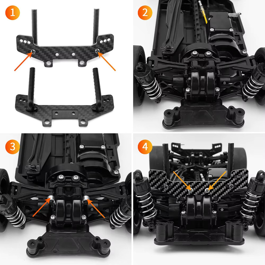 YEAHRUN Shock Towers Halterung Vorne und Hinten, Carbon Fiber, Tamiya TT02 1/10 RC Drift Auto Zubehör - Bild 5