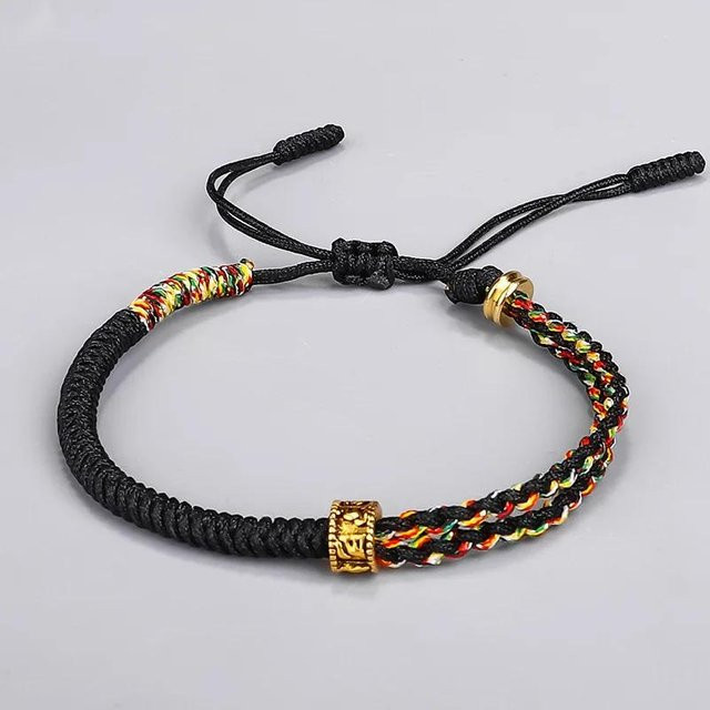 Armband, Buntes Garn, Schwarz, Baumwolle, Unisex - Bild 1