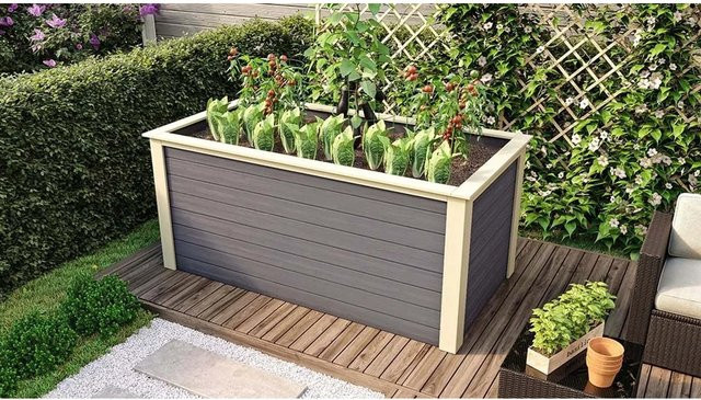 Karibu Hochbeet aus Fichte in Terragrau B: 254 cm, T: 94 cm, H: 92 cm - Bild 1