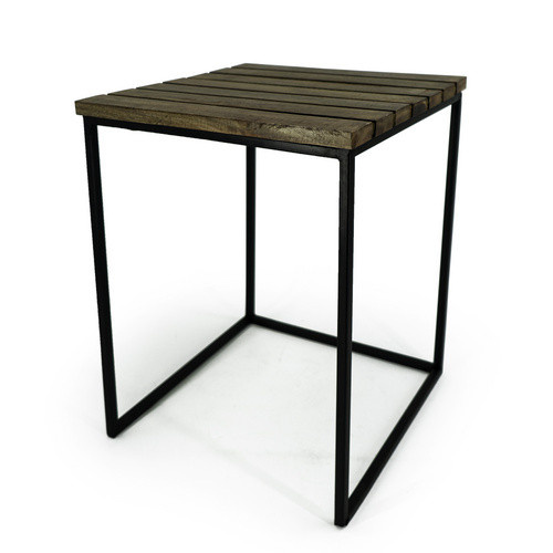 NOOR living Beistelltisch-Set aus Mangoholz und Metall in Schwarz, B/T/H: 39 x 39 x 54 cm - Bild 2