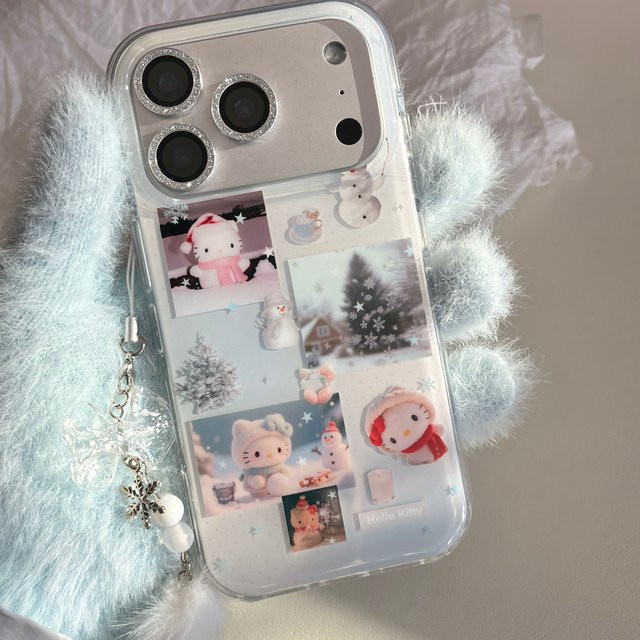 Sanrio Hello Kitty Handyhülle mit Schneemann-Design für iPhone 17 16 15 14 Pro Max, stoßfeste Silikon-Schutzhülle inklusive Anhänger - Bild 1