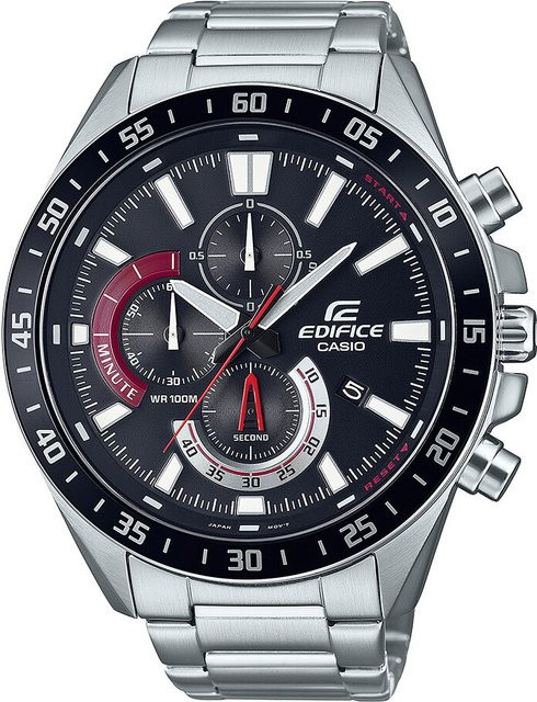 Casio Chronograph Armbanduhr, Quarz, Edelstahl, Schwarz, 49 mm, Herren - Bild 1