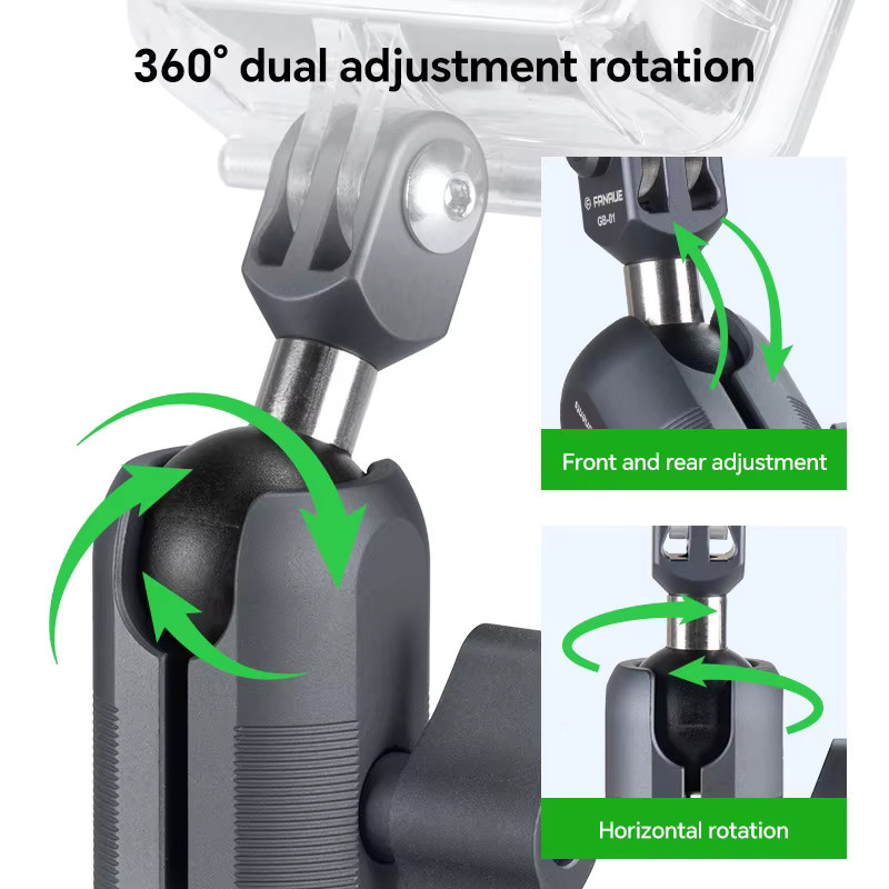 FANAUE Motorradhalterung aus Aluminiumlegierung für DJI Actionkameras in Schwarz, Rückspiegelhalterung rutschfest und stoßfest - Bild 5