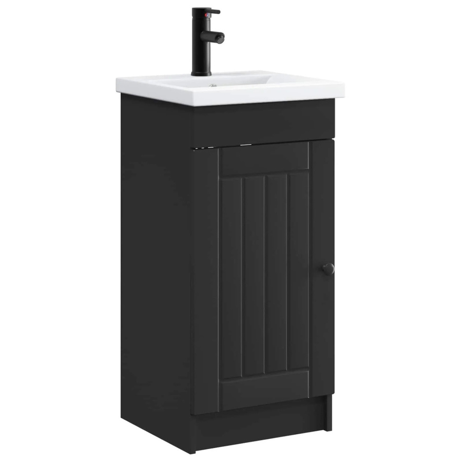 vidaXL Badezimmerschrank mit Waschbecken in Schwarz, modern und freistehend, B/T/H: 42 x 40 x 84,5 cm - Bild 2