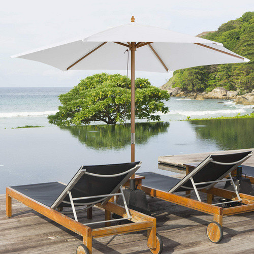 Outsunny Sonnenschirm aus Bambus und Polyester in Beige und Weiß, B/T/H: 250 x 250 x 230 cm - Bild 2