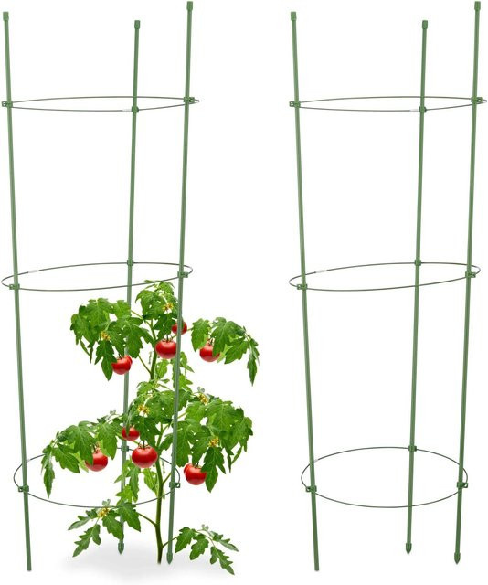 Relaxdays Rankhilfe für Tomaten aus Kunststoff, 2er Set, höhenverstellbar, Höhe: 76 cm - Bild 1