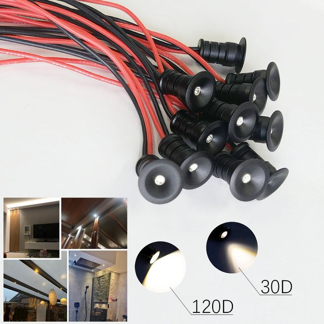 Kpslucerna LED Mini-Einbaustrahler in Schwarz, runder LED-Downlight für Innenräume mit 0,5W - Bild 1