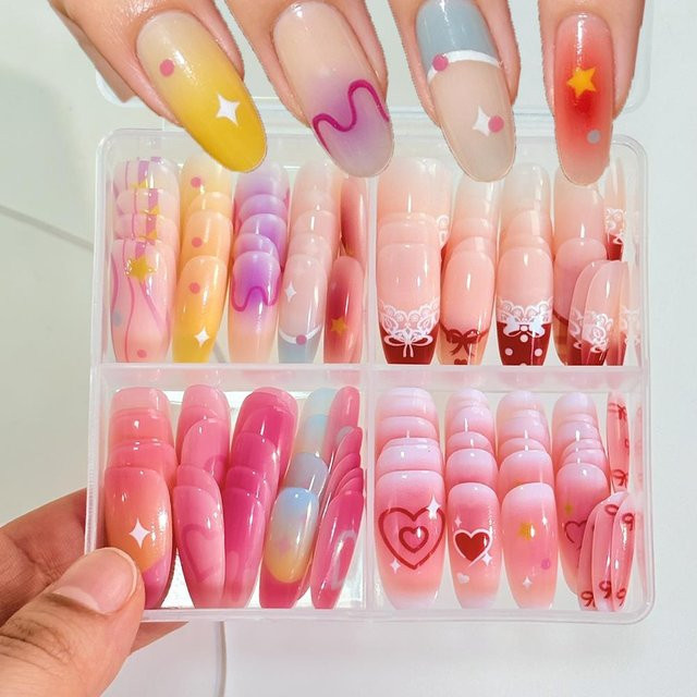 MAFANAILS Press-On-Nägel Dopamin-Farbverlauf, 120 Stück, Damen, glänzend - Bild 1