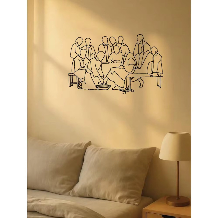 Metall-Wandkunst Jesus Apostles von CIFBUY in Schwarz – Minimalistische abstrakte Linienkunst als christliche Dekoration - Bild 2