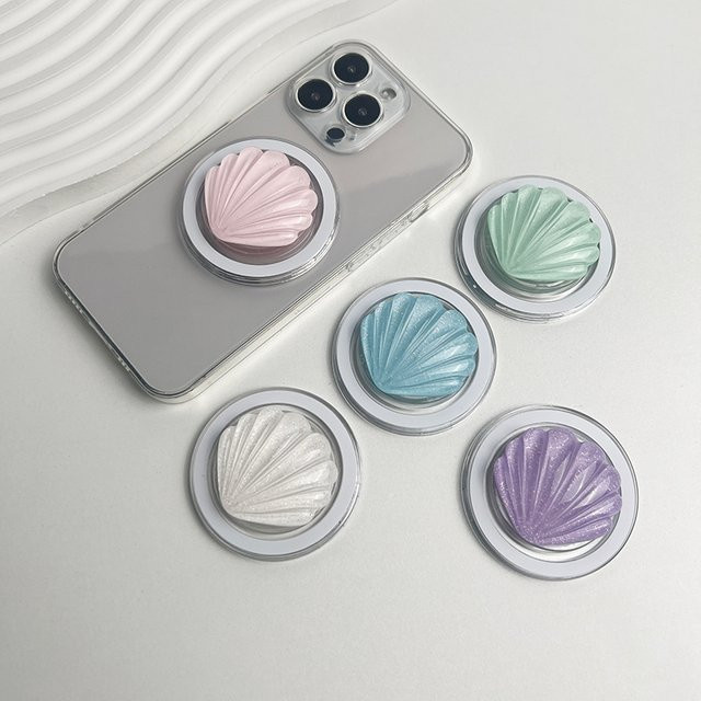 Bobonda Magnetischer Handyhalter mit Muschel-Design und Blumengriff für MagSafe iPhone und Samsung, Grün/Mehrfarbig - Bild 1