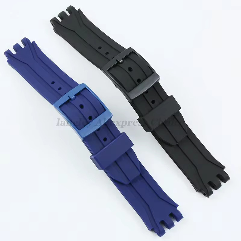 Uhrenarmband Silikon, 19 mm, Schwarz, Unisex - Bild 2