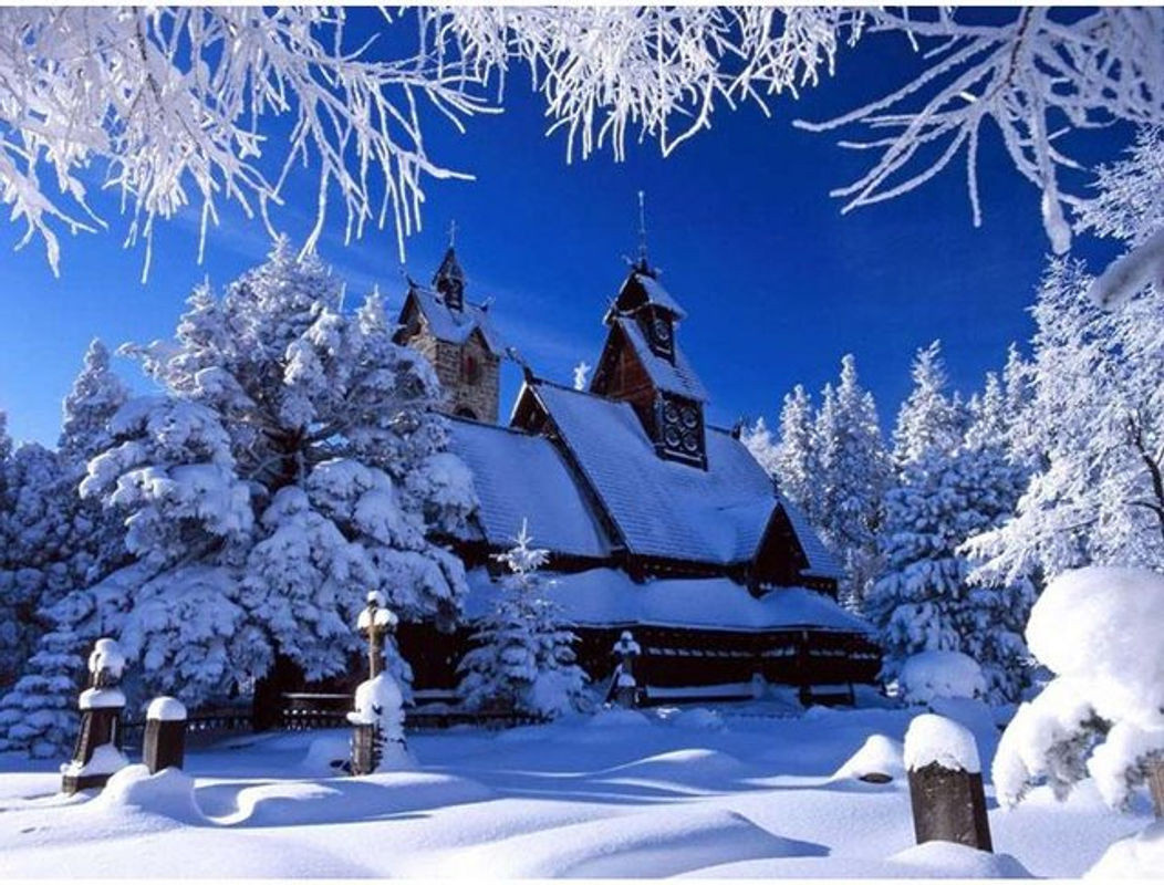 FIYO Diamond Painting 5D Schneelandschaft als Stickerei in Weiß, B x H: 20 x 30 cm - Bild 1
