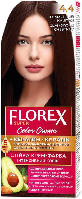 Florex Super permanente Haarfarbcreme, Glamorous Chestnut 4.4 - Bild 1
