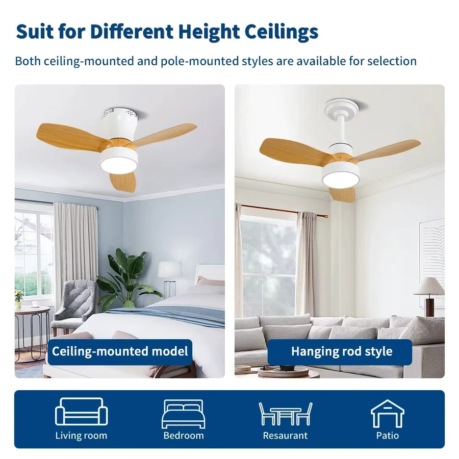TLEDMP Deckenventilator mit Licht in Weiß für Schlafzimmer, Küche und Esszimmer mit Fernbedienung und Timer - Bild 2