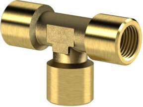 Riegler T-Stück aus Messing in Gold, innen/innen/innen, G 1/4, SW 13 - Bild 1