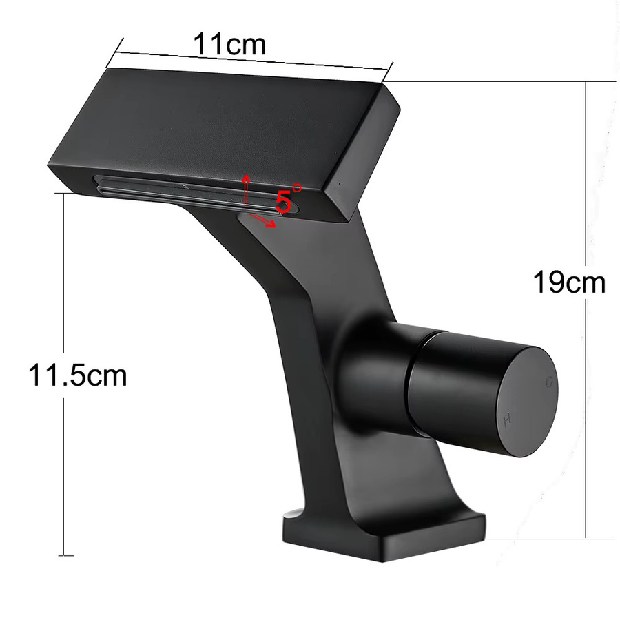 Bakala Wasserfall Badezimmer Wasserhahn mit Einhebelmischer in Gun Grey und Chrom Schwarz Finish für das Waschbecken - Bild 4