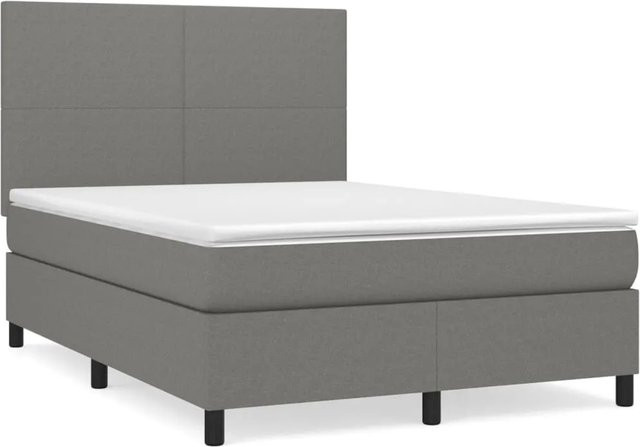 vidaXL Boxspringbett mit Matratze Hybrid-Design in Dunkelgrau, B/T/H: 140 x 200 cm - Bild 1