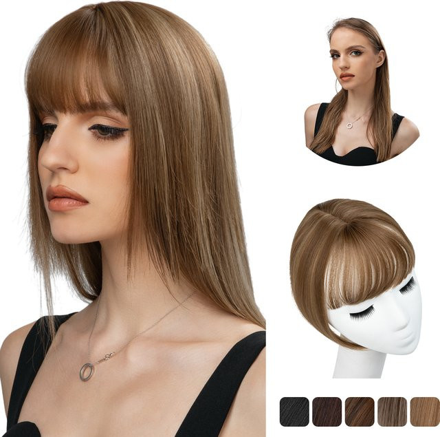 SARLA Haar Topper mit Pony, synthetisch, weiß - Bild 1