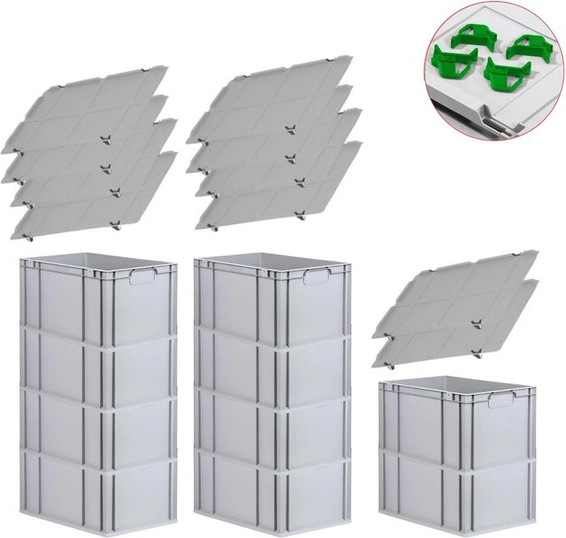 PROREGAL Spar Set mit 10x Eurobox Nextgen Economy in Grün mit Auflagedeckel und 4x Schiebeschnappverschlüssen, H x B x T: 32 x 40 x 60 cm - Bild 1