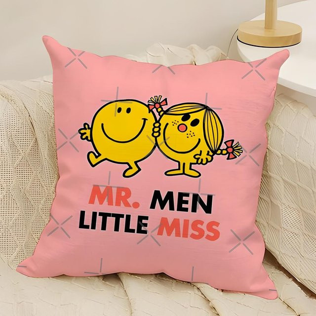 JMG Clothing Kissenbezug Mr. Men und Little Miss Retro Cartoon Design in Pink, Material Leinen-Polyester-Mix, B/T/H: 40 x 40 x 0 cm - Bild 1