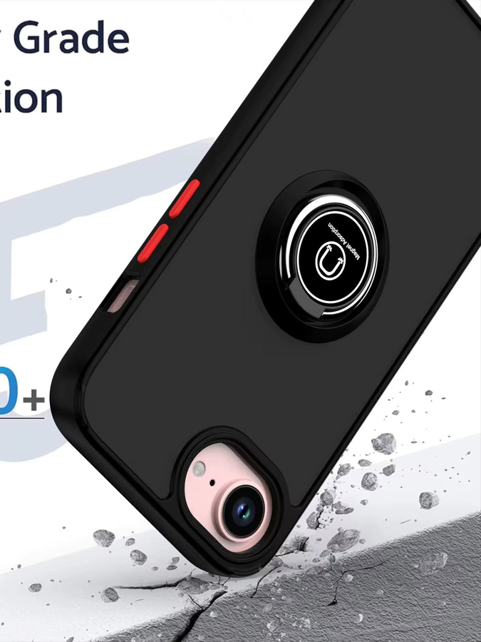 Stoßfeste Silikon-Handyhülle mit Metallring-Halterung für Apple iPhone 17E in Blau - Bild 6