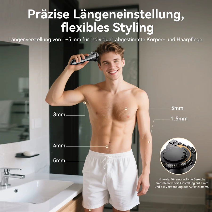 Kensen Elektrorasierer Herren, Haarschneidemaschine für Haare und Körper, Schwarz - Bild 4