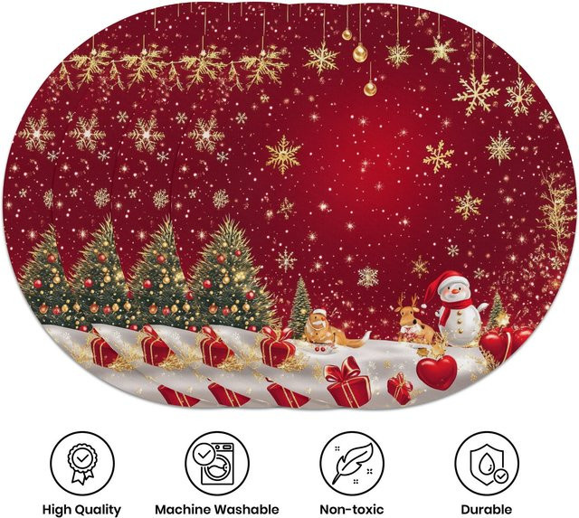 VIKAMA Tischsets mit Weihnachtsschneeszene für Feiertags-Tischdekorationen, 4/6-teilig - Bild 1